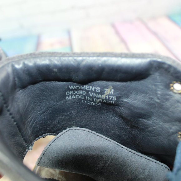 LL Bean Black Suede Peep Toe Lace Up Wedge Heel Booties Size 7 M - Picture 7 of 9